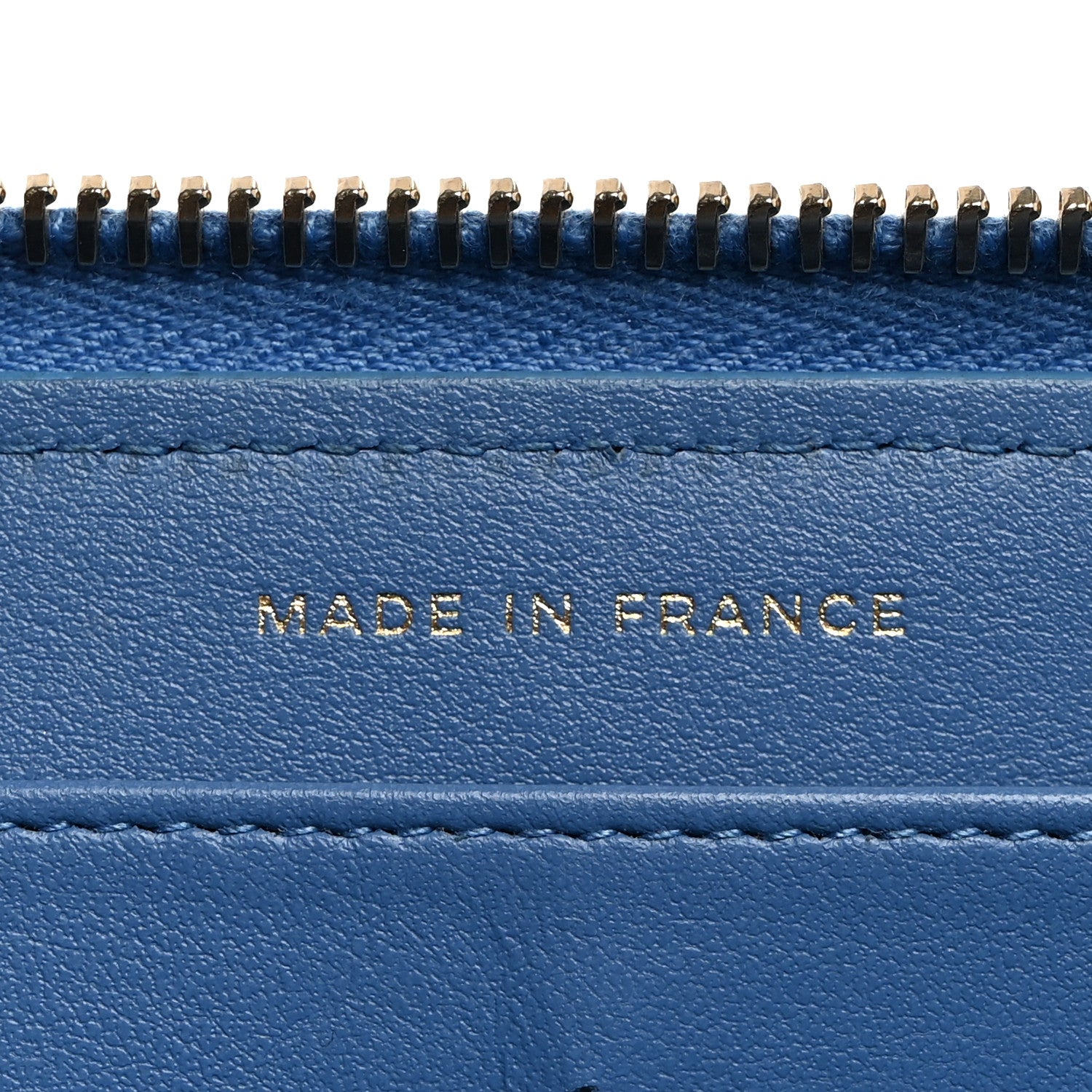 Chanel Iridescent Caviar Chevron Quilted Large Gusset Zip Around Wallet Bright Blue 7 of 8