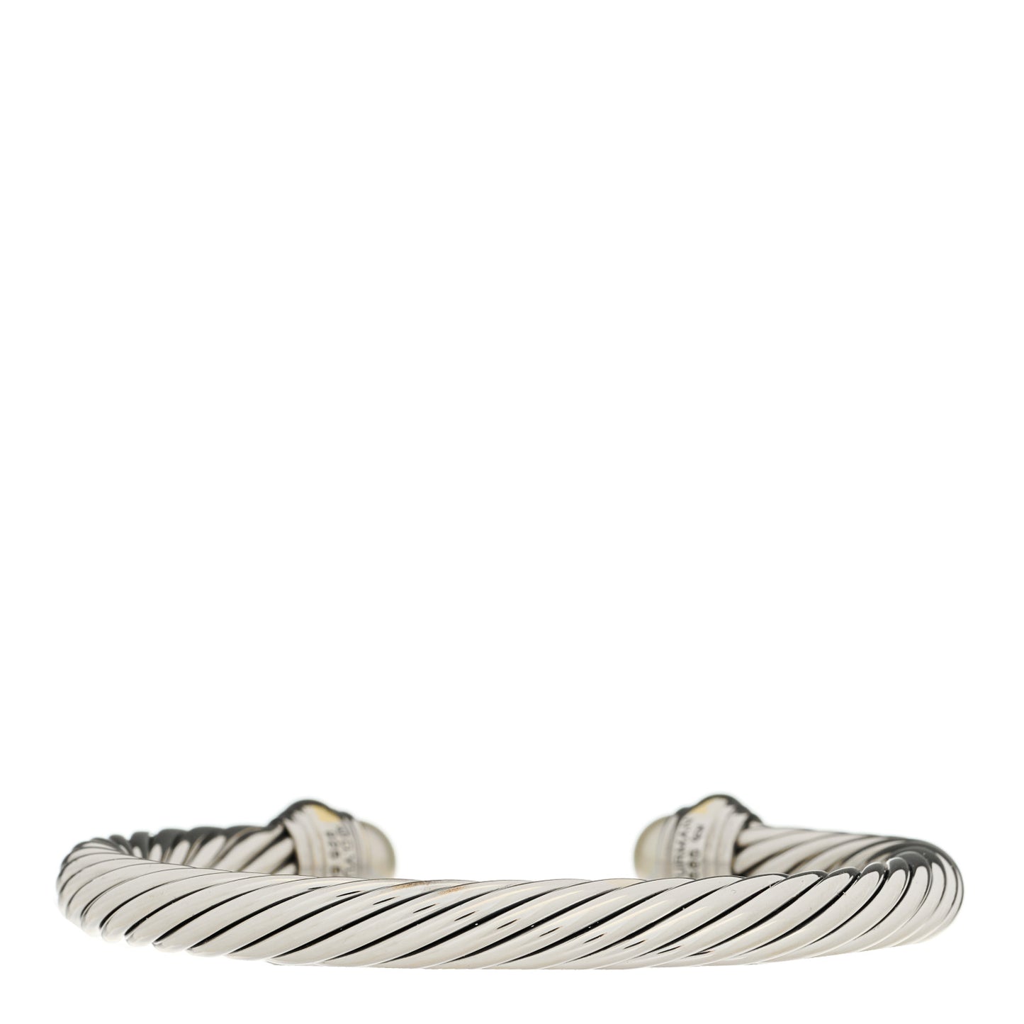 Sterling Silver 14K Yellow Gold Cultured Pearl 7mm Cable Classics Bracelet