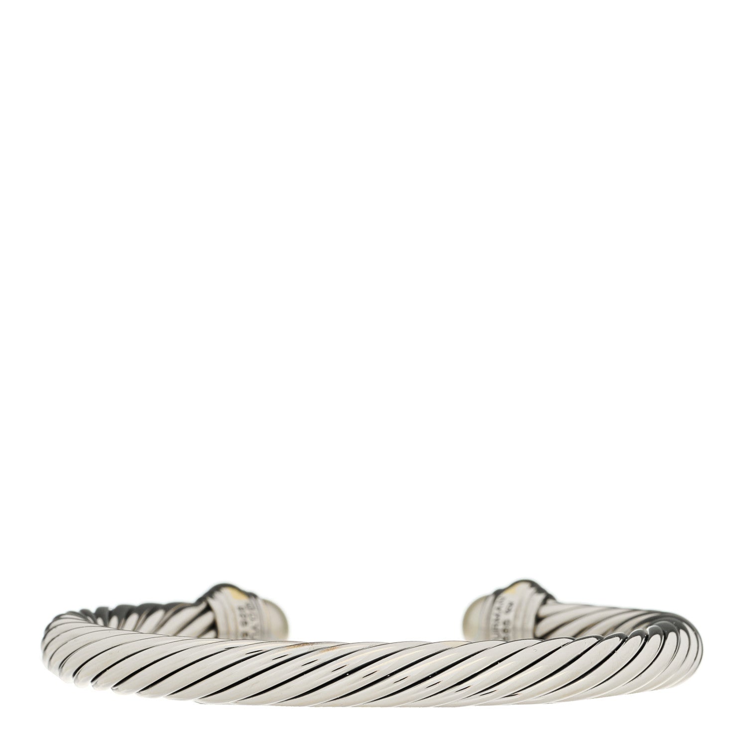 David Yurman Sterling Silver 14K Yellow Gold Cultured Pearl 7mm Cable Classics Bracelet 2 of 3