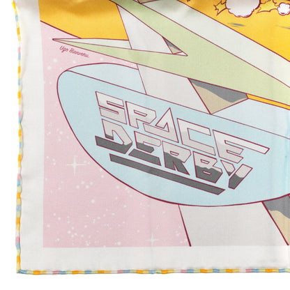 Hermes Silk Space Derby Scarf 90 Rose Pale Ciel Jaune 2 of 5