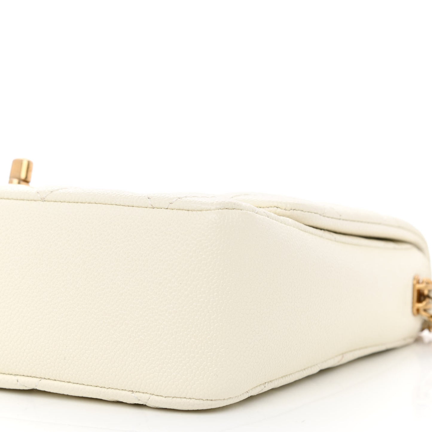 Shiny Caviar Quilted Large Chain Melody Flap White