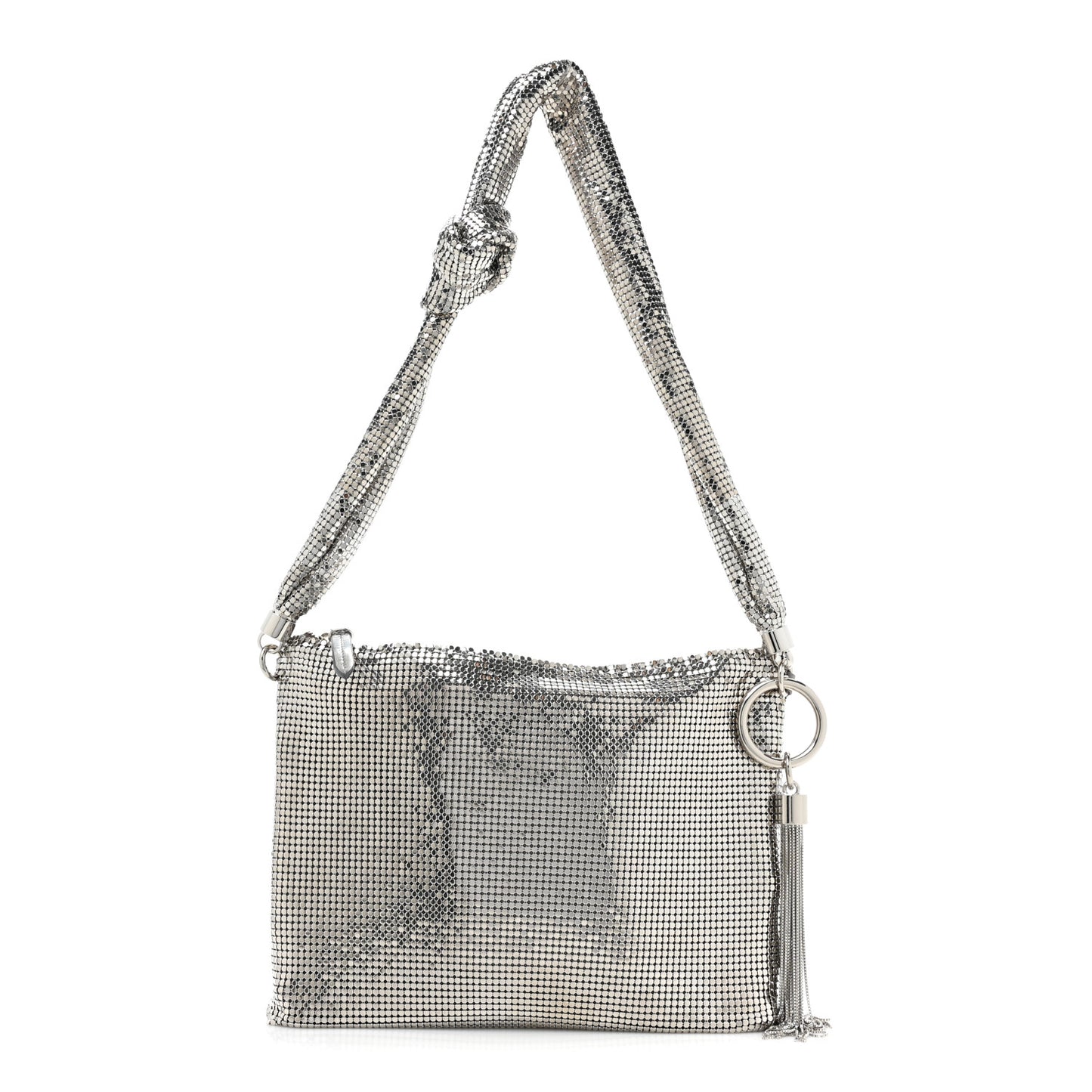 Metal Mesh Callie Tassel Shoulder Bag Silver