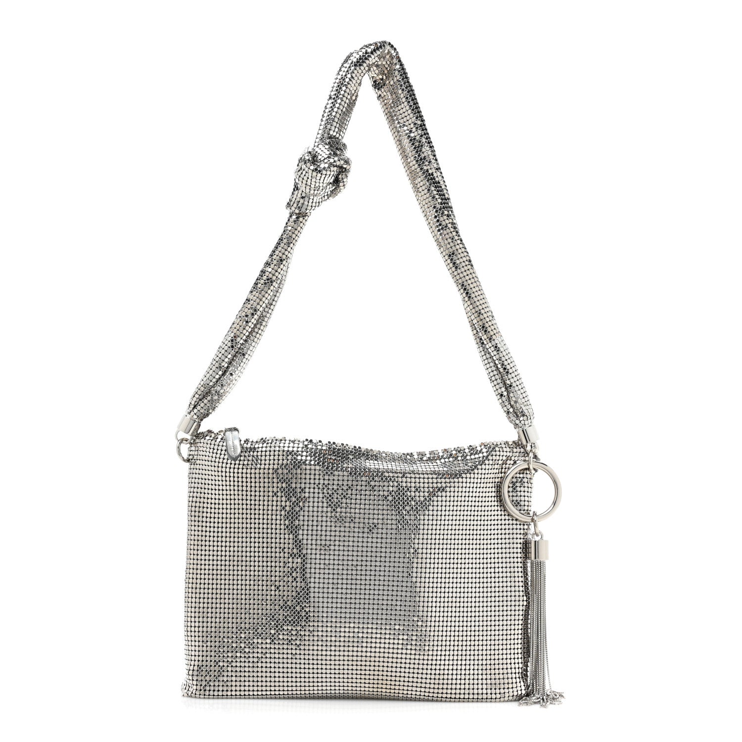 Jimmy Choo Metal Mesh Callie Tassel Shoulder Bag Silver 1 of 9