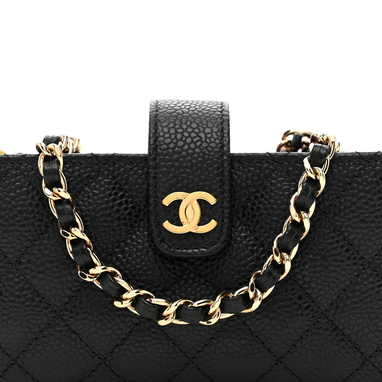 Caviar Quilted Phone Holder Black