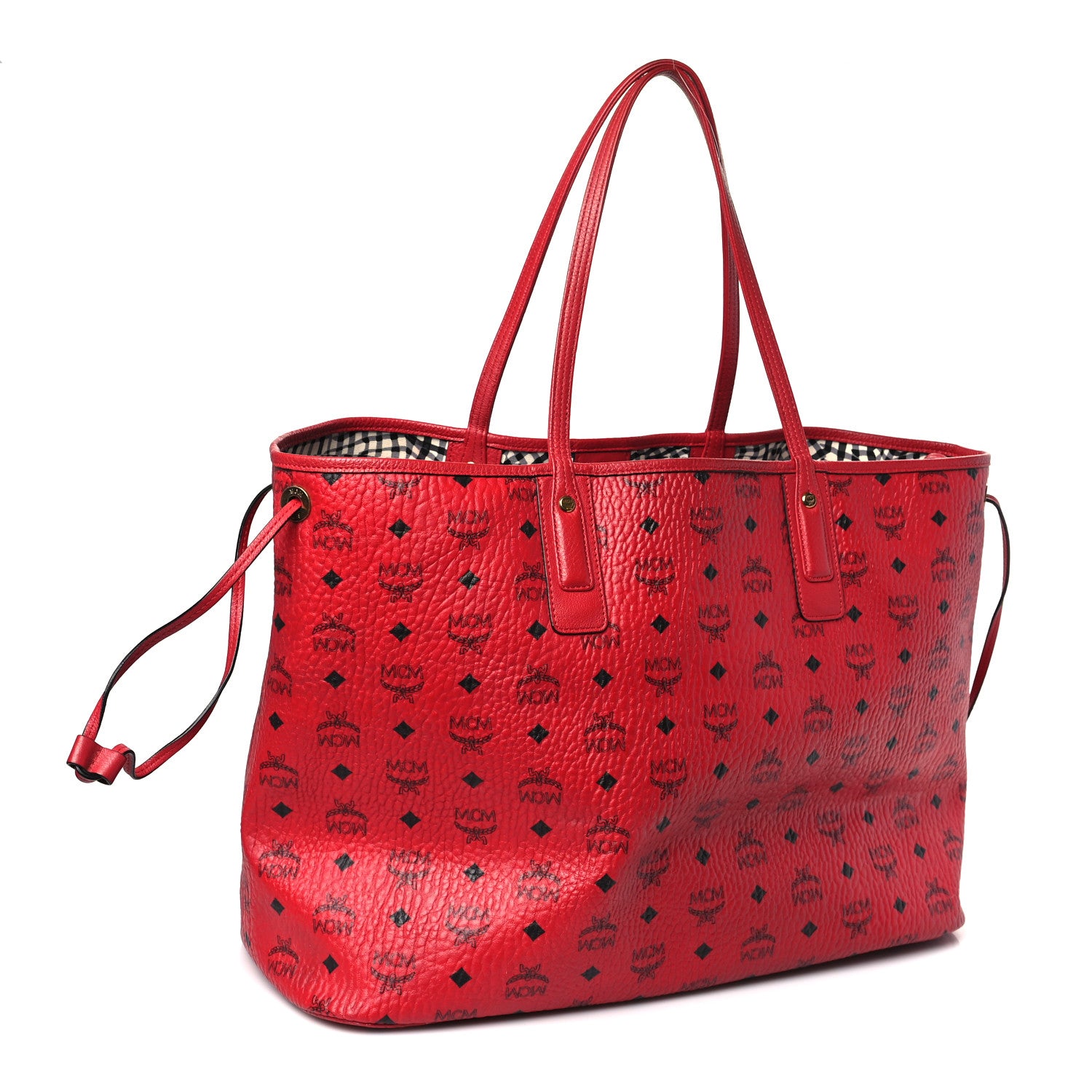 MCM Visetos Large Liz Reversible Shopper Tote Ruby Red 4 of 15