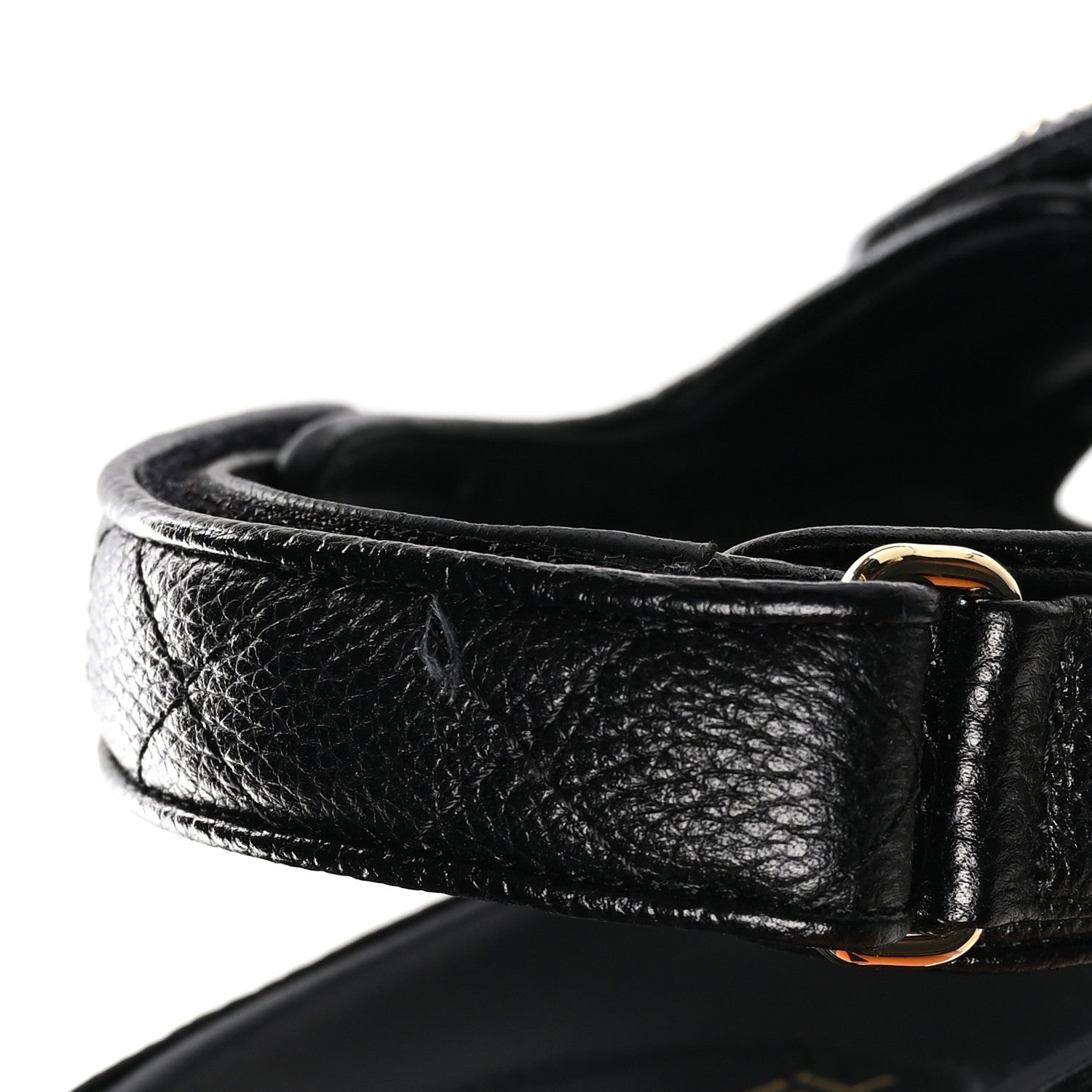 Chanel Grained Calfskin Velcro Dad Sandals 39 Black 10 of 12