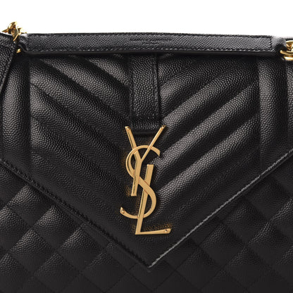 Saint Laurent Grain De Poudre Textured Mixed Matelasse Triquilt Medium Monogram Satchel Black 10 of 10