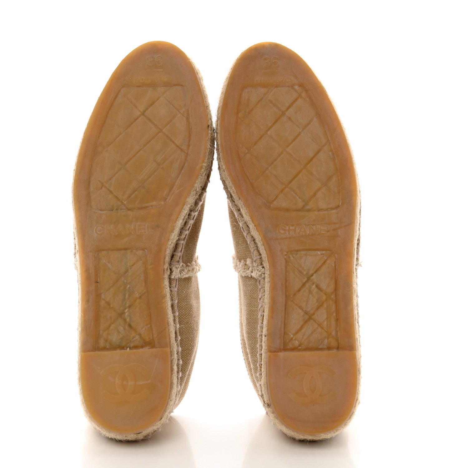 Chanel Linen CC Espadrilles 36 Beige Black 6 of 13