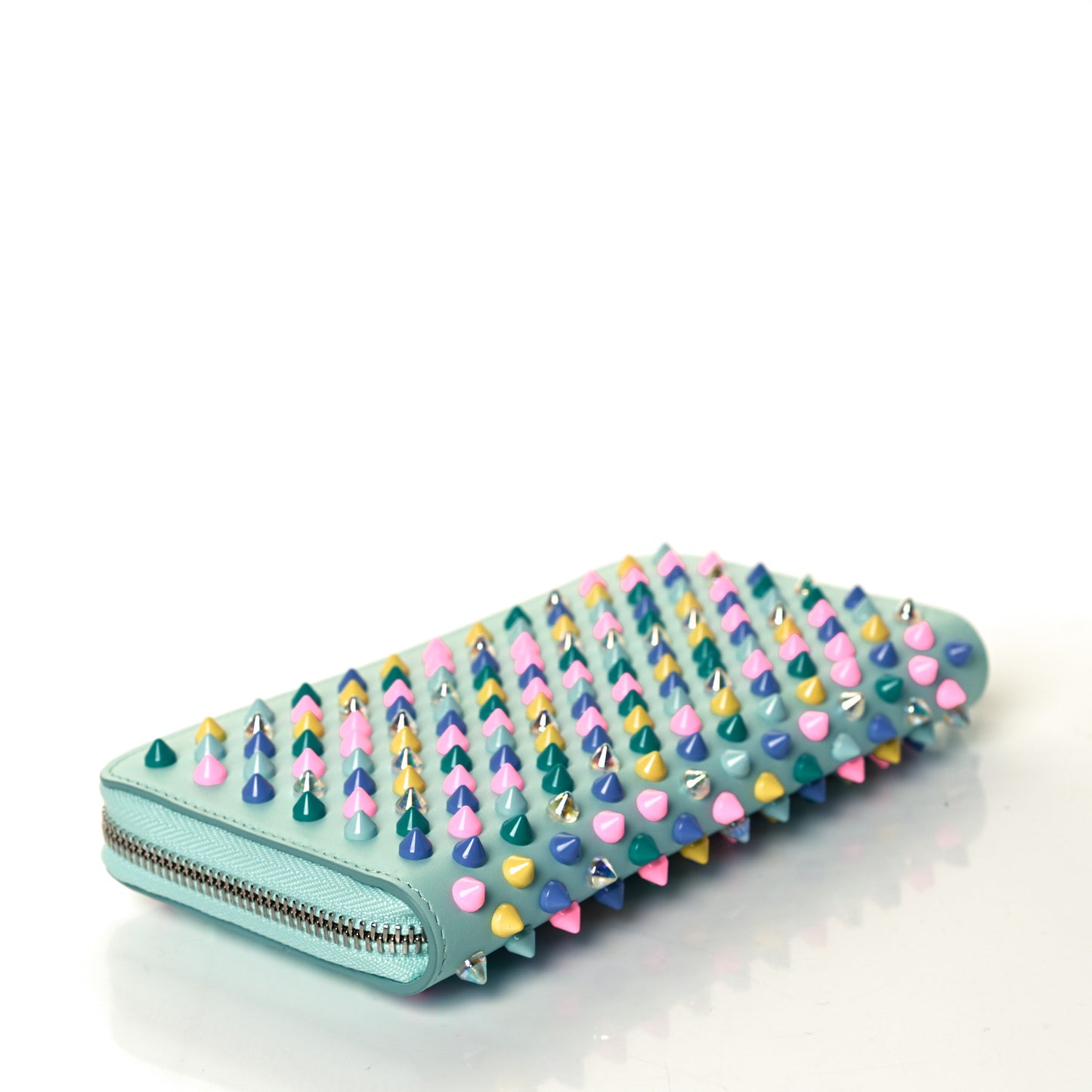 Calfskin Panettone Spiked Zip Around Wallet Source Multicolor