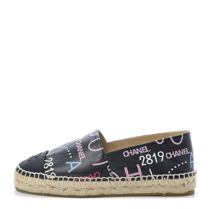 Chanel Lambskin Grosgrain Printed Espadrilles 36 Multicolor Black 1 of 10