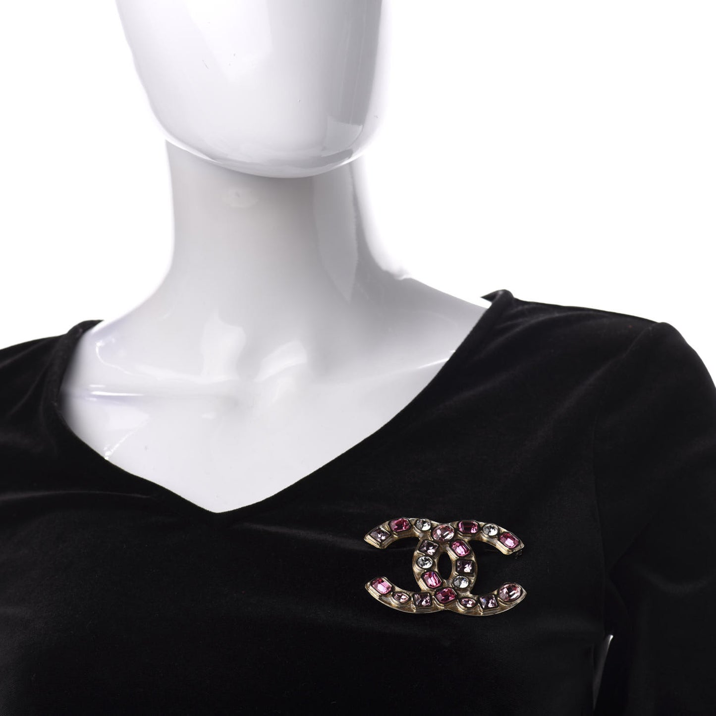 Crystal CC Brooch Gold Pink