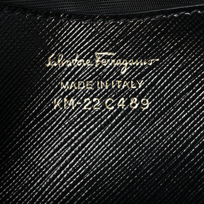 Salvatore Ferragamo Printed Calfskin Vara Bow Clutch Black White 6 of 11
