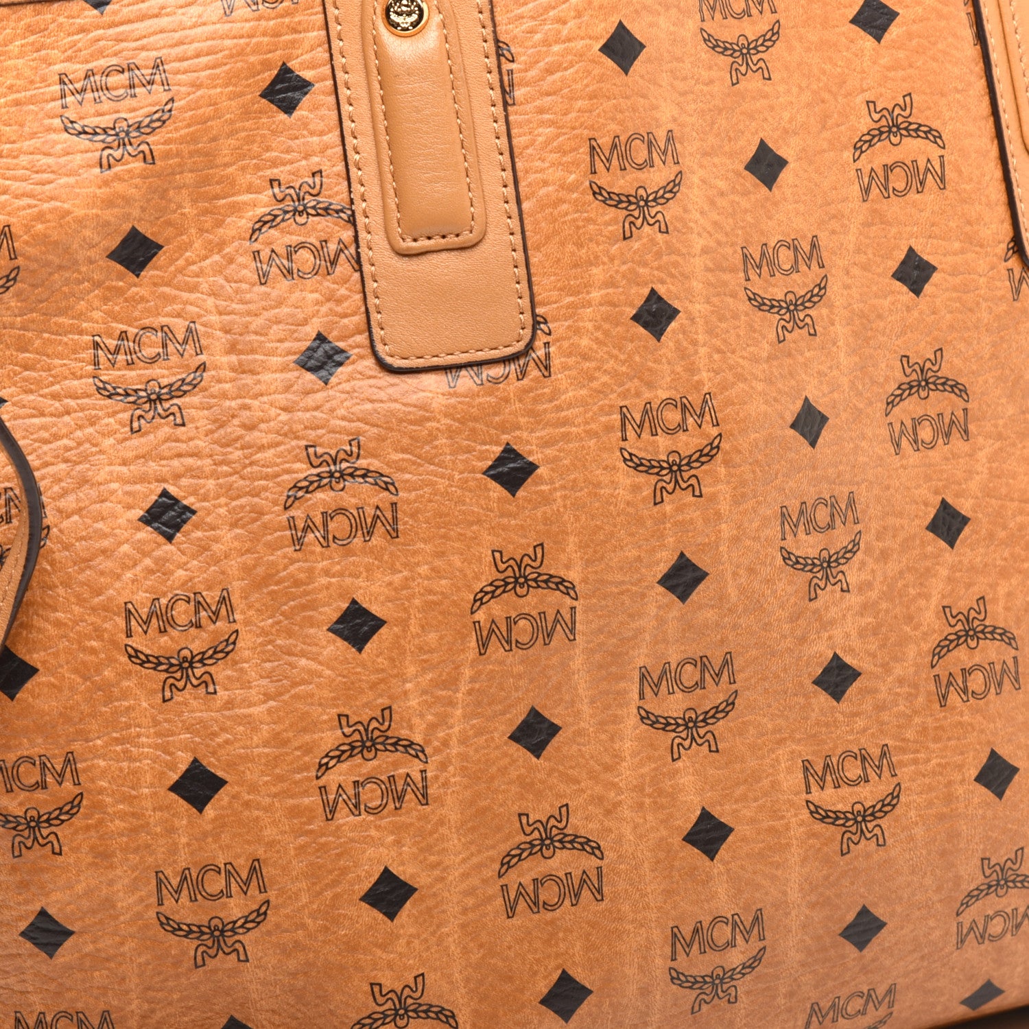 MCM Visetos Medium Liz Reversible Shopper Tote Cognac 15 of 16