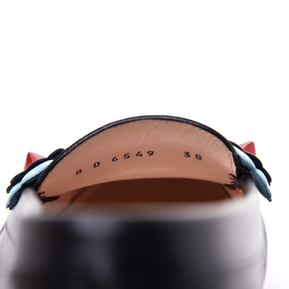 Fendi Nappa Vitello Studded Mocassin 38 Black 8 of 9