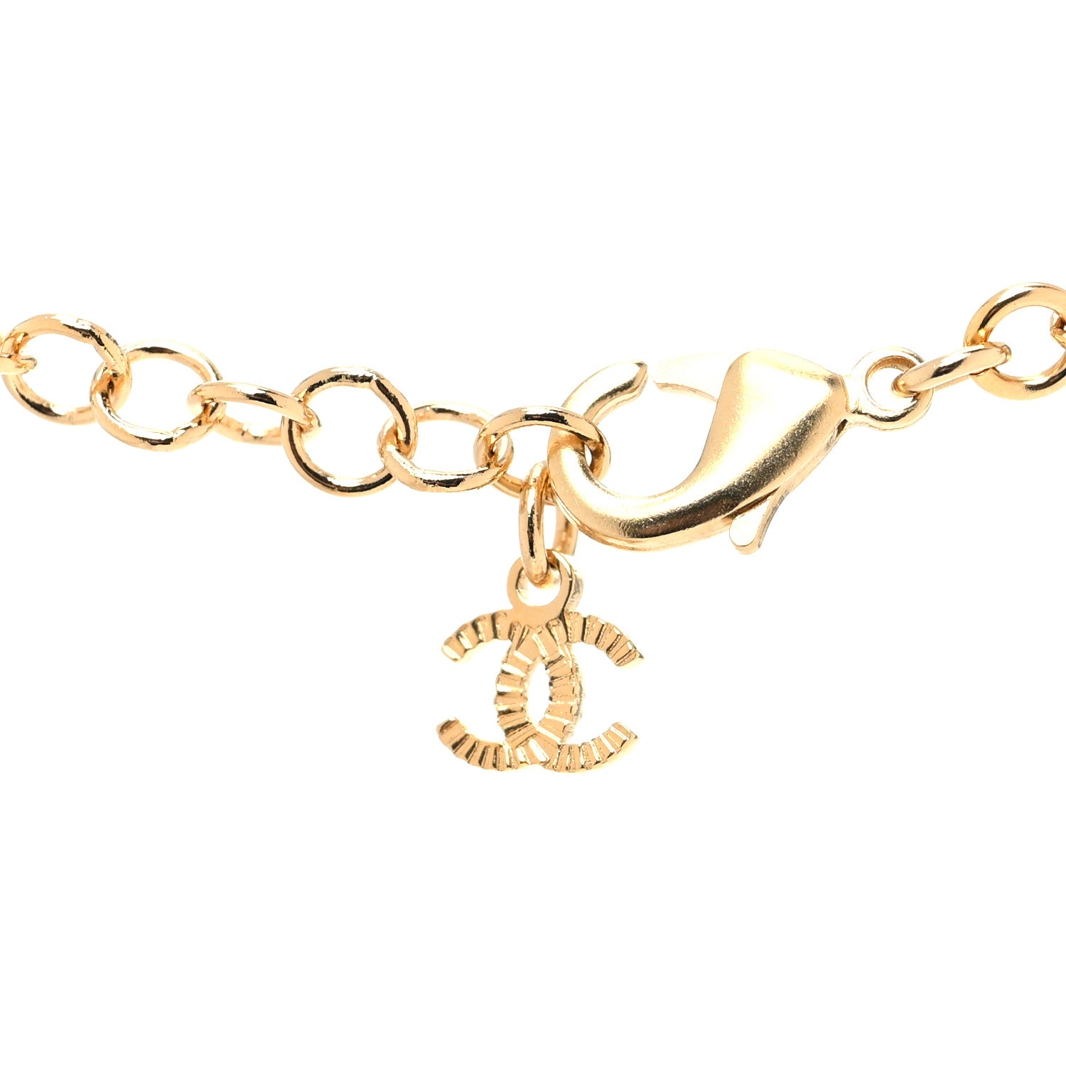 Chanel Crystal Metal CC Round Pendant Necklace Gold 4 of 6