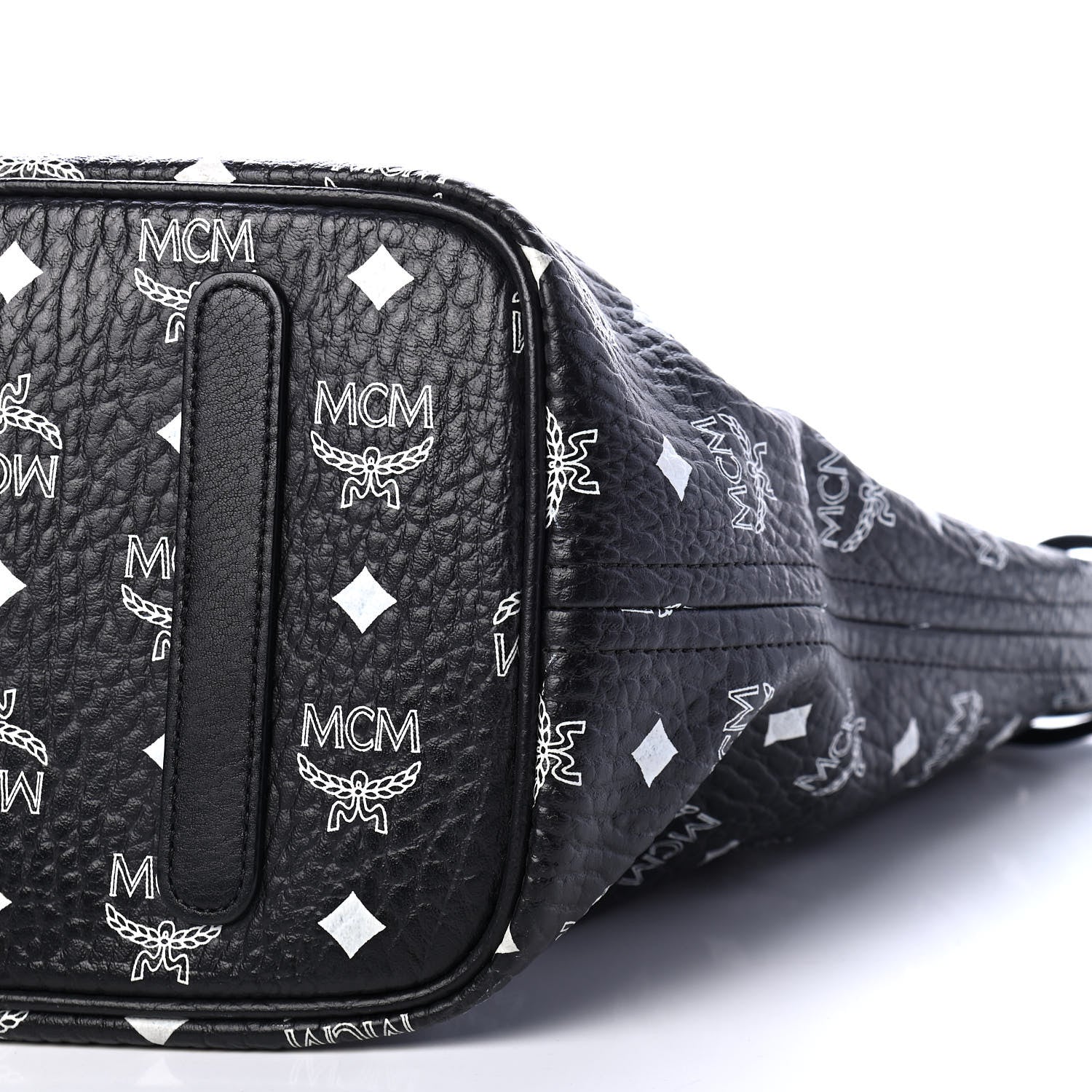 MCM Visetos Medium Anya Zip Top Shopper Tote Black 8 of 8
