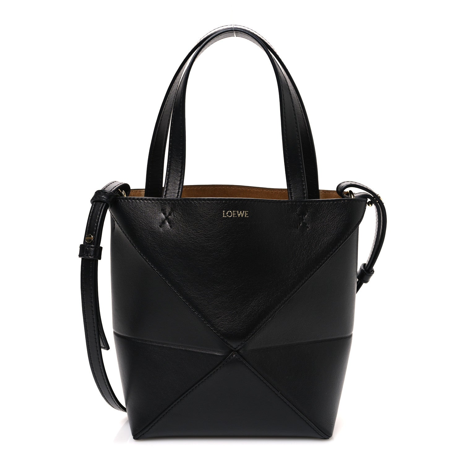Loewe Shiny Calfskin Mini Puzzle Fold Tote Black 1738076