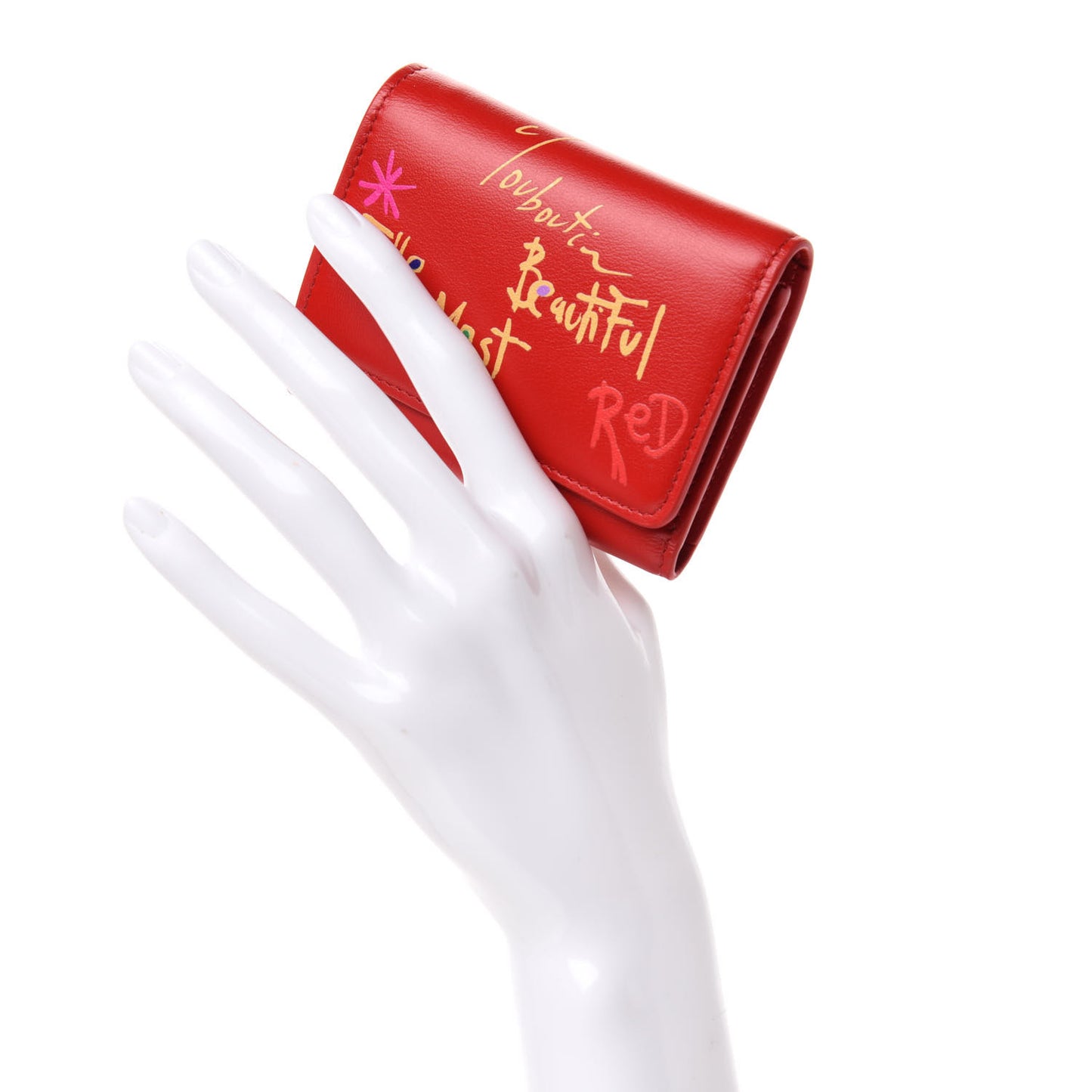 Calfskin Script Mini Loubigaga Wallet Red