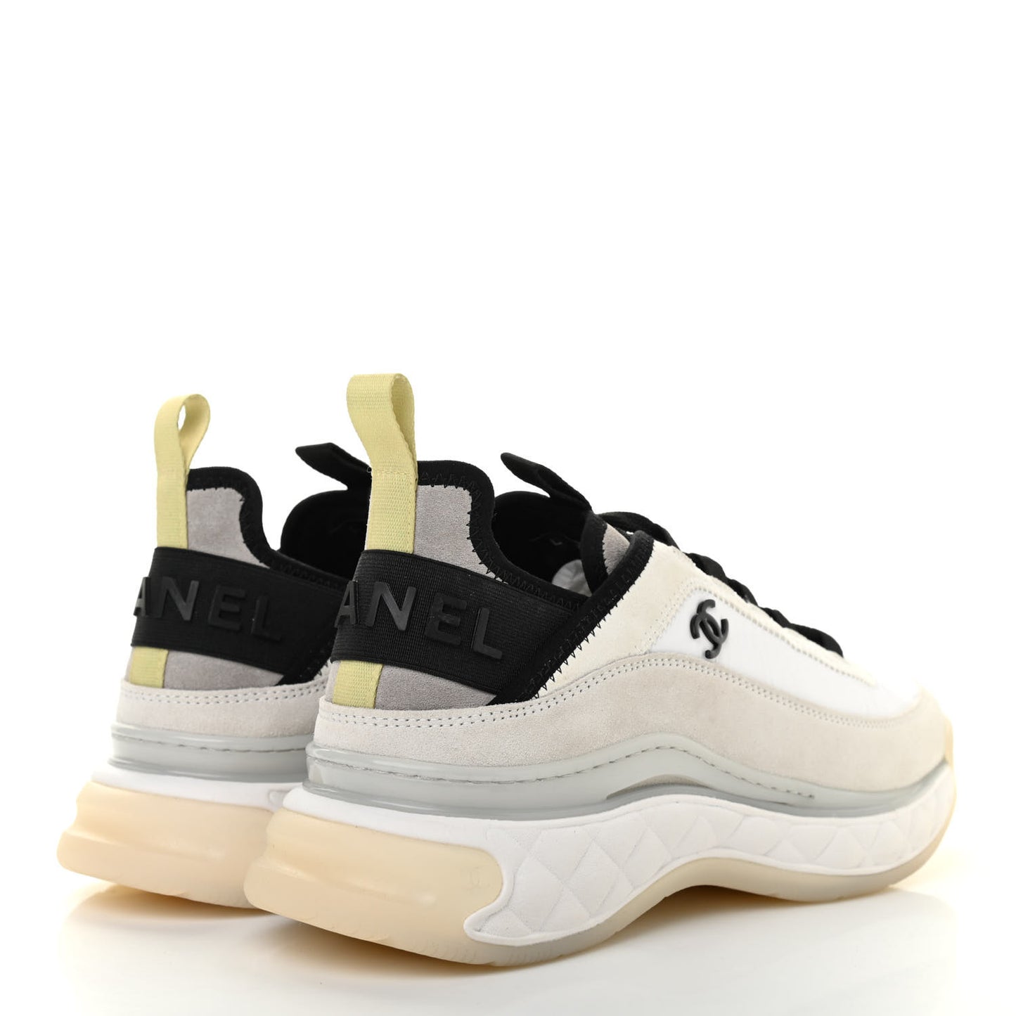 Velvet Calfskin Mixed Fibers CC Sneakers 39 Ivory Black