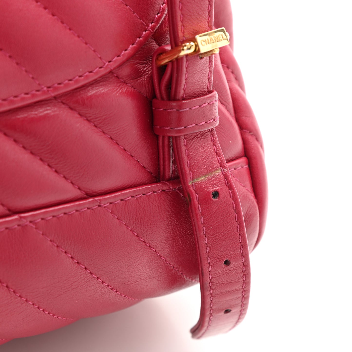 Calfskin Chevron Quilted Small Urban Spirit Backpack Dark Pink