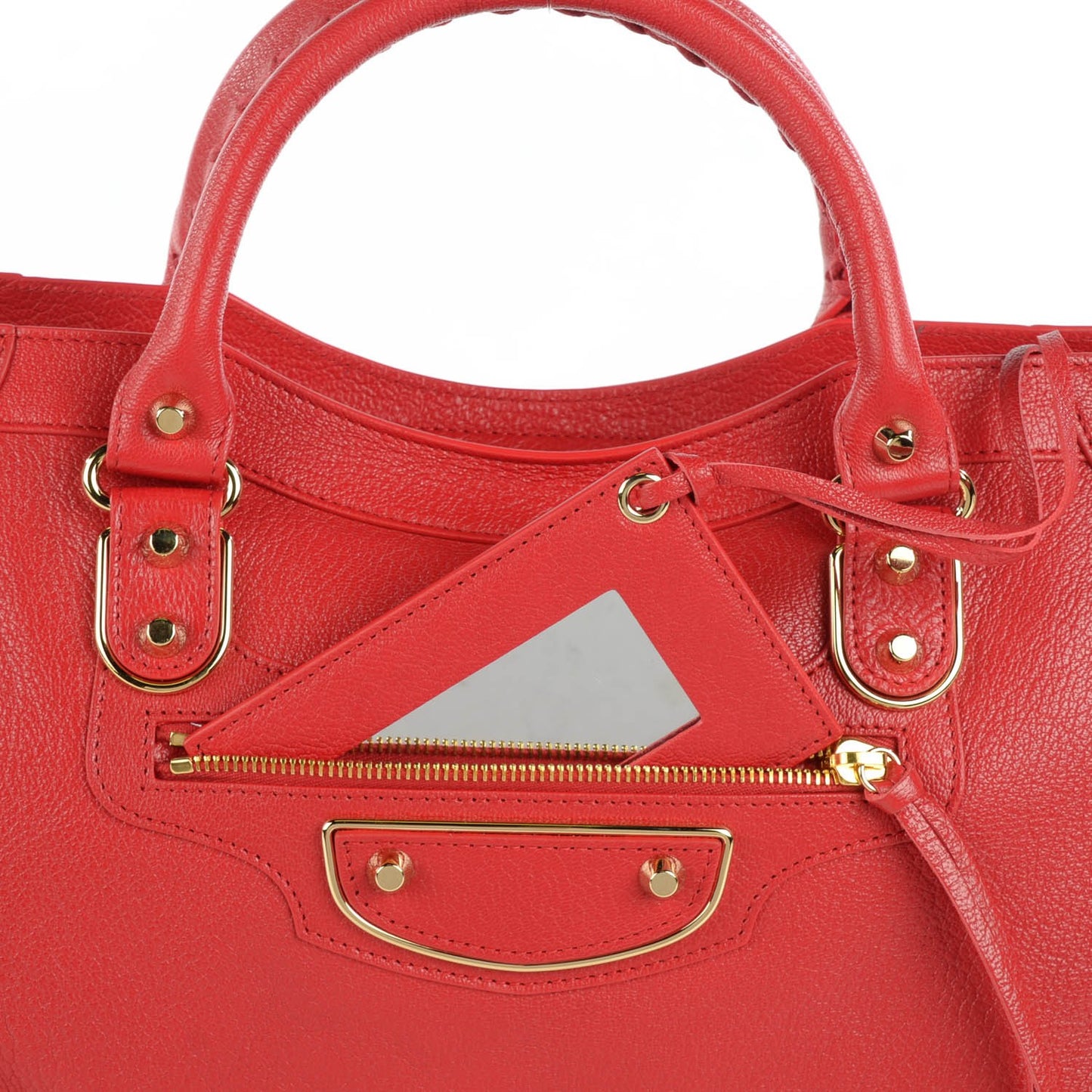 Chevre Gold Metallic Edge Hardware City Rouge Grenade