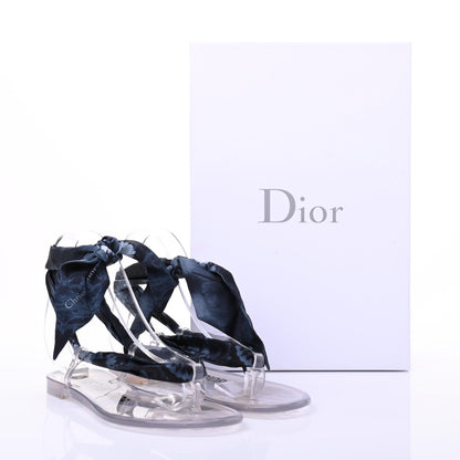 Christian Dior PVC Silk KaleiDiorscopic Mitzah Scarf Thong Sandals 36 Denim Blue 8 of 8