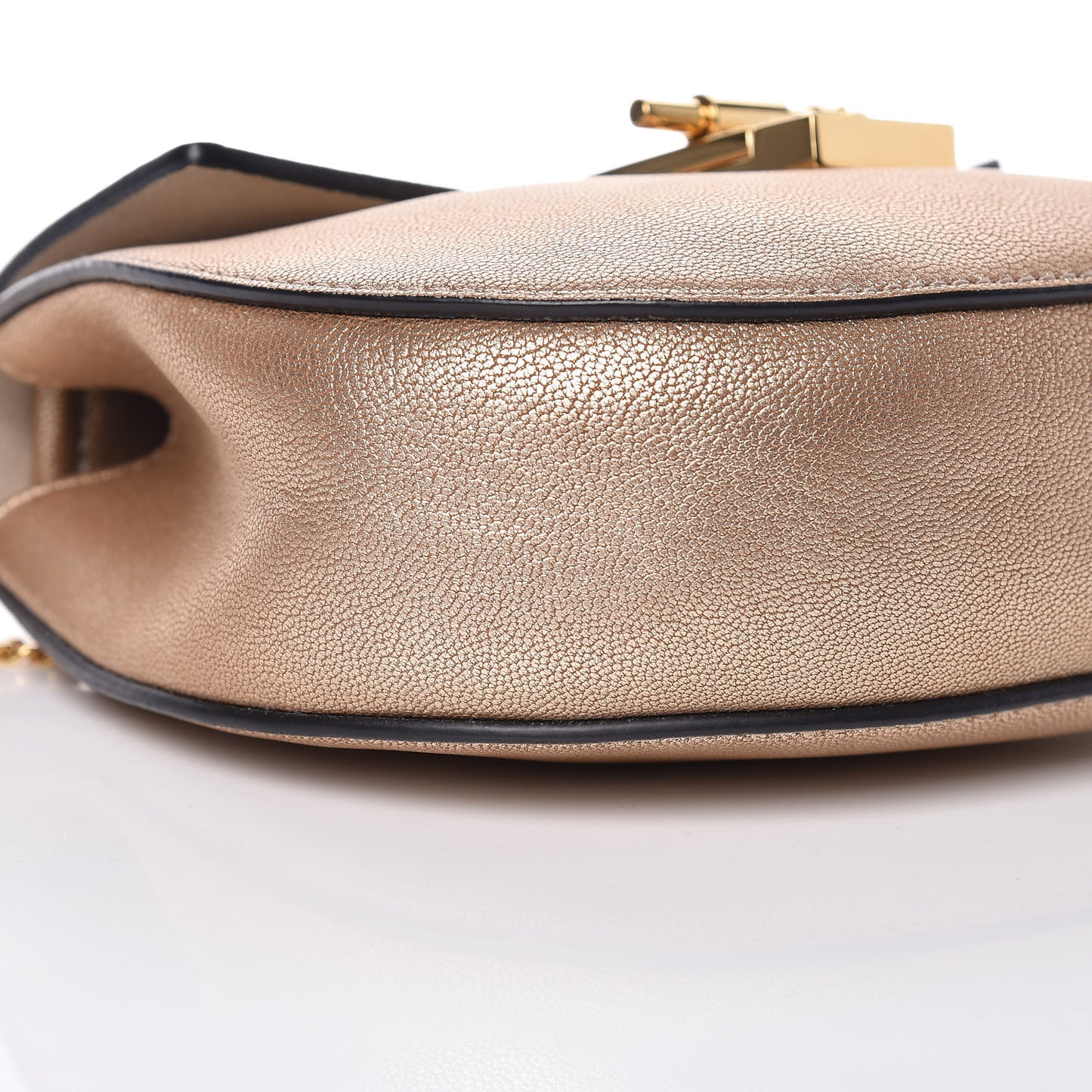 Metallic Grained Goatskin Nano Drew Shoulder Bag Abstract Gold