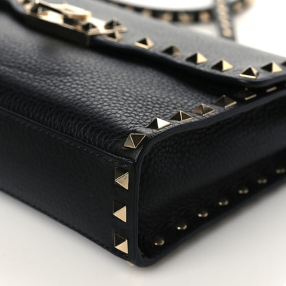 Valentino Garavani Pebbled Calfskin Medium Rockstud Flip Lock Crossbody Bag Black 8 of 8