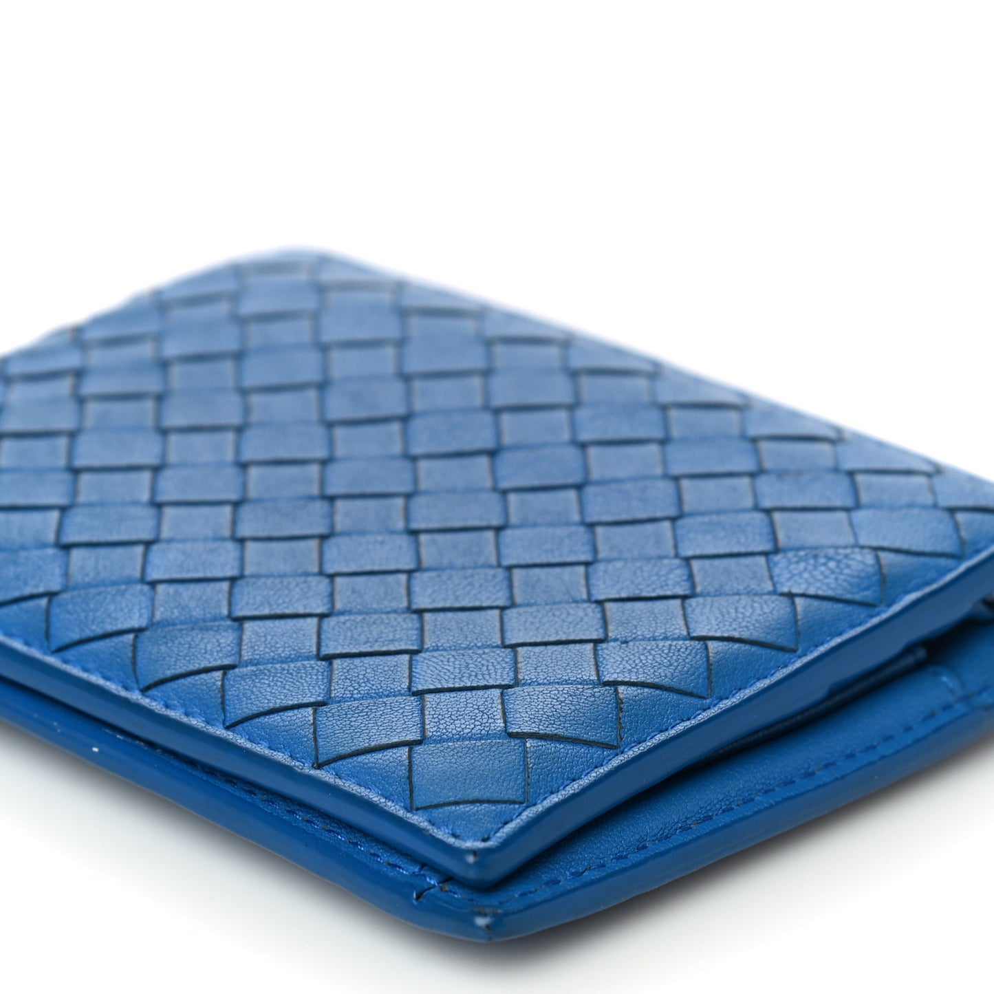 Nappa Intrecciato Bi-Fold Wallet Blue