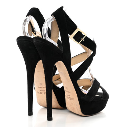 Jimmy Choo Suede Vamp Platform Sandals 38 Black 4 of 8