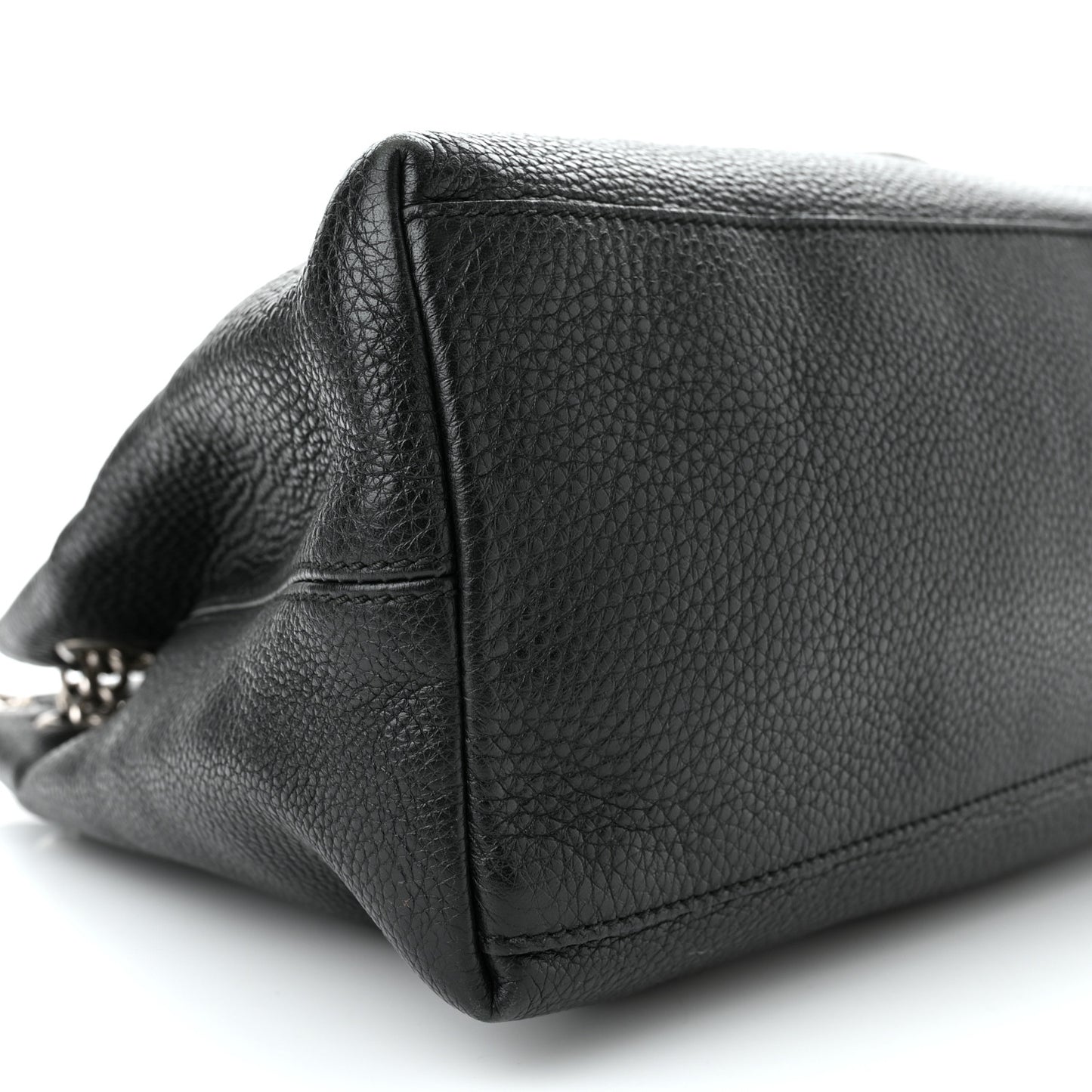 Pebbled Calfskin Studded Medium Soho Chain Shoulder Bag Black