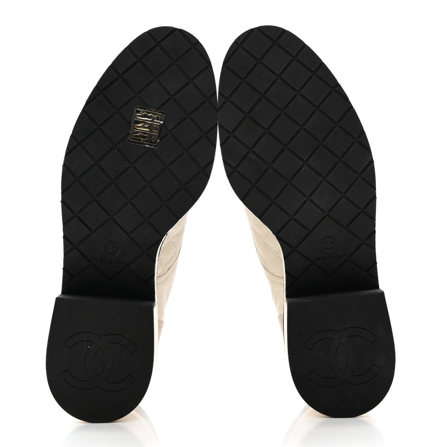 Chanel Pearly Calfskin Patent Calfskin Quilted Lace Up Boots 38.5 White Light Gray Black 6 of 16