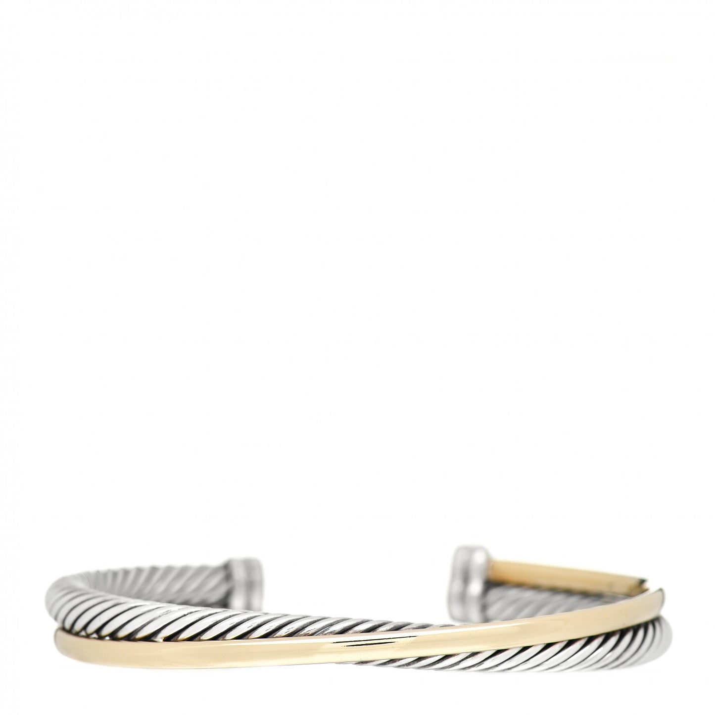 Sterling Silver 18K Yellow Gold 5mm Crossover Cuff Bracelet