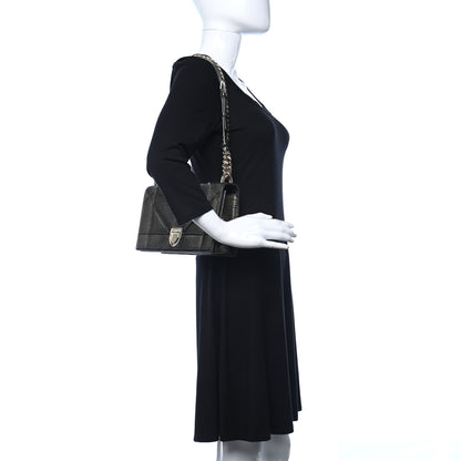 Christian Dior Lizard Medium Diorama Flap Bag Black Gold 2 of 13