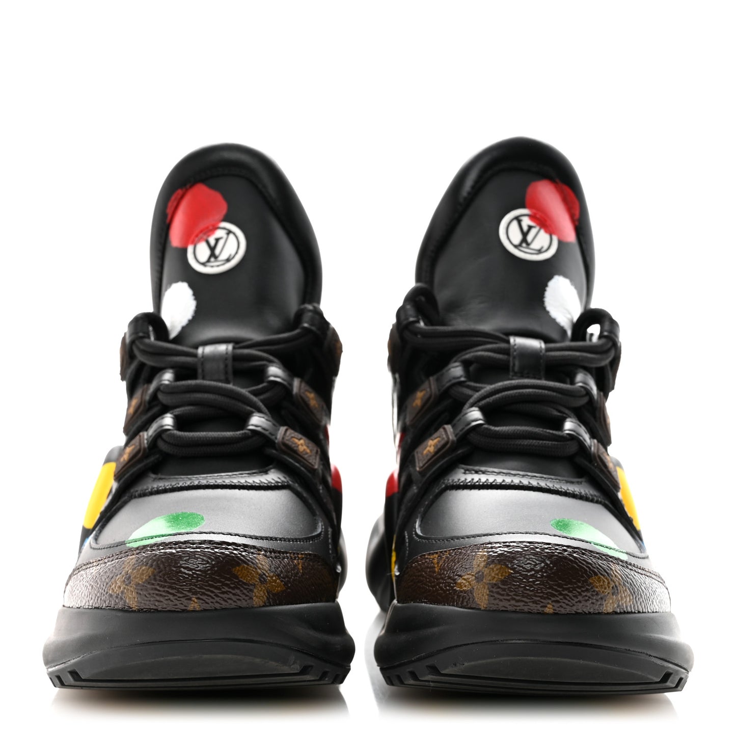 X YK Calfskin Patent Monogram Archlight Sneakers 37 Black