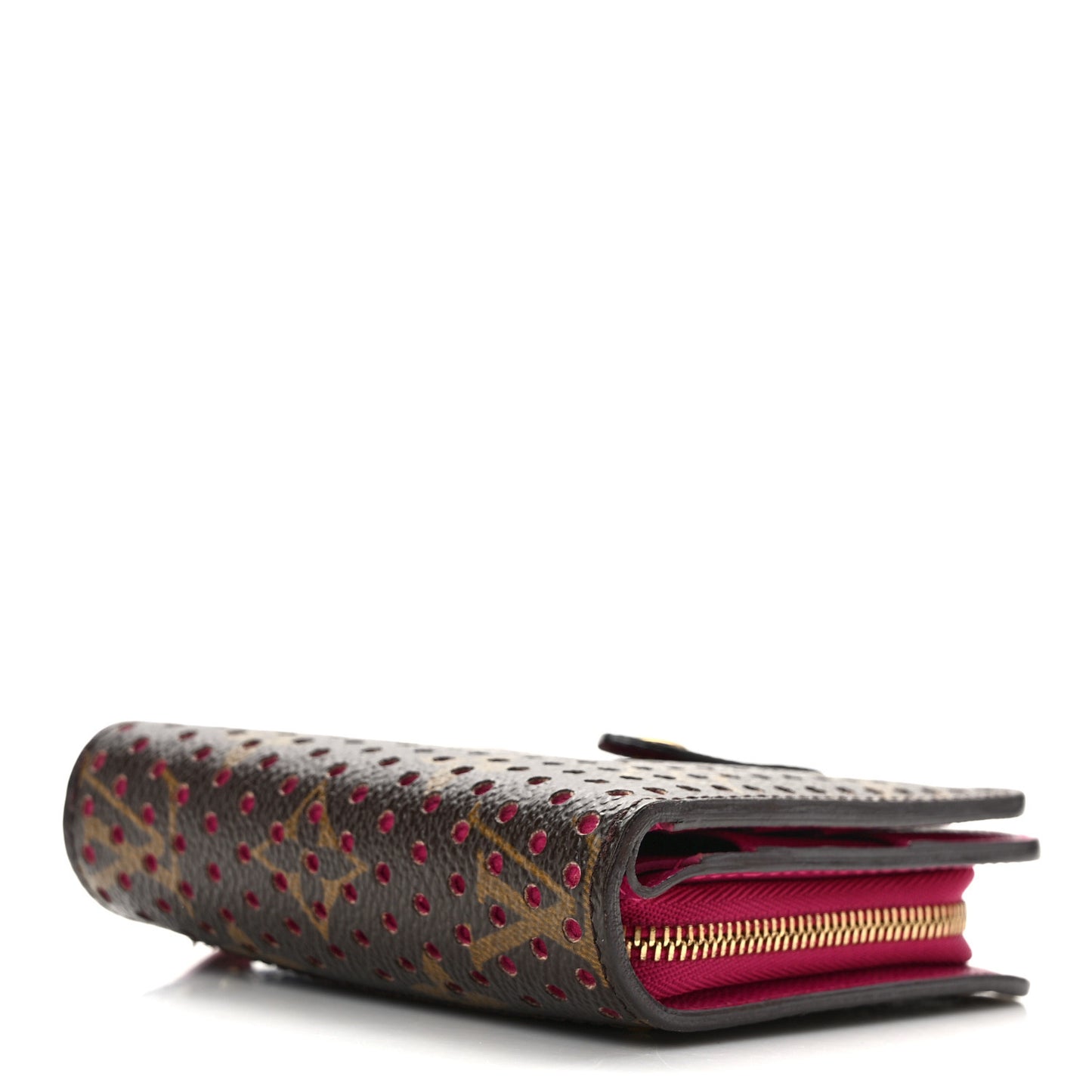 Monogram Perforated Compact Zipped Wallet Fuchsia