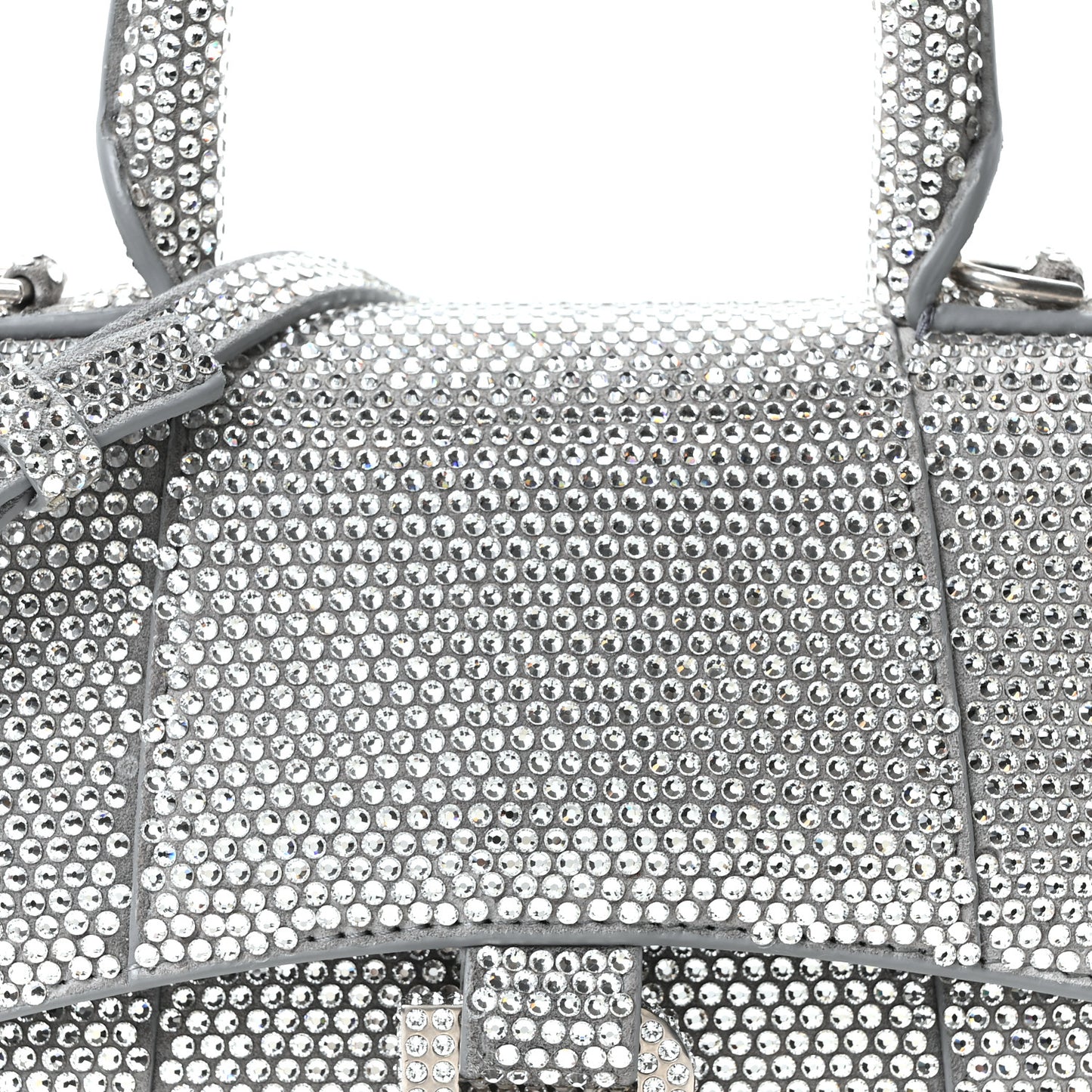 Strass Suede Hourglass Top Handle Bag XS Smoke Grey Crystal