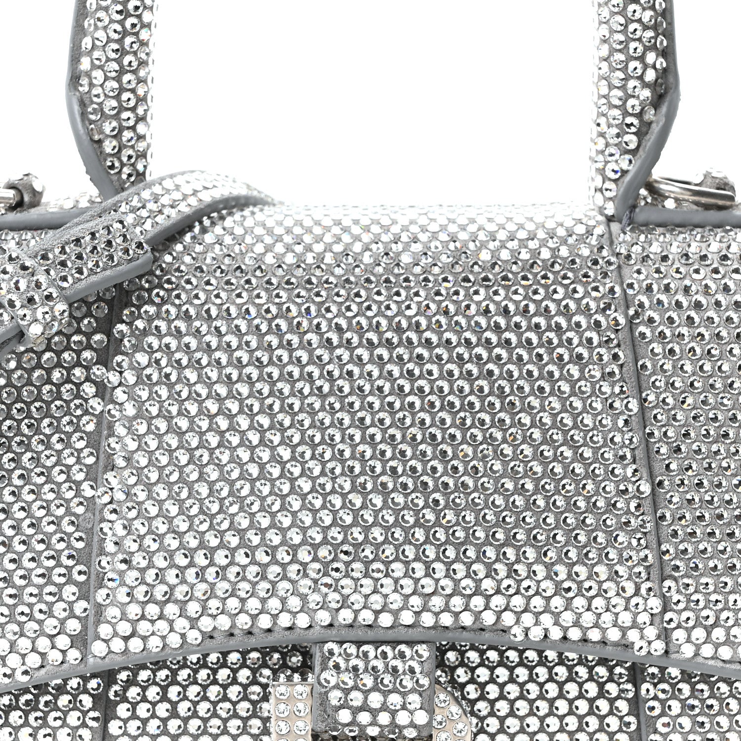 Balenciaga Strass Suede Hourglass Top Handle Bag XS Smoke Grey Crystal 7 of 9