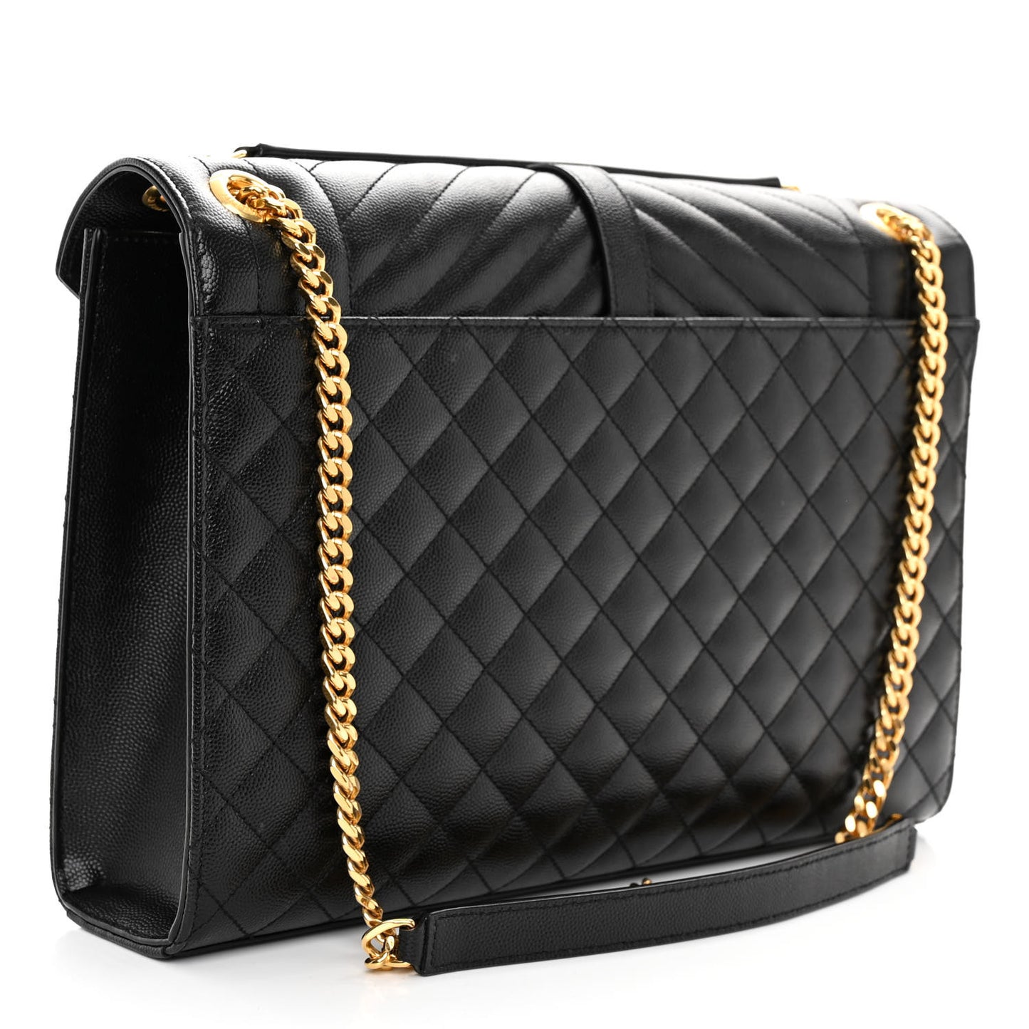 Grain De Poudre Textured Mixed Matelasse Large Triquilt Monogram Satchel Black