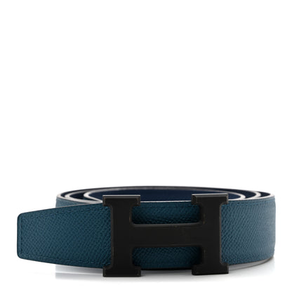 Hermes Epsom PVD Plated 32mm H Belt 85 34 Vert Bosphore Deep Blue 1 of 5