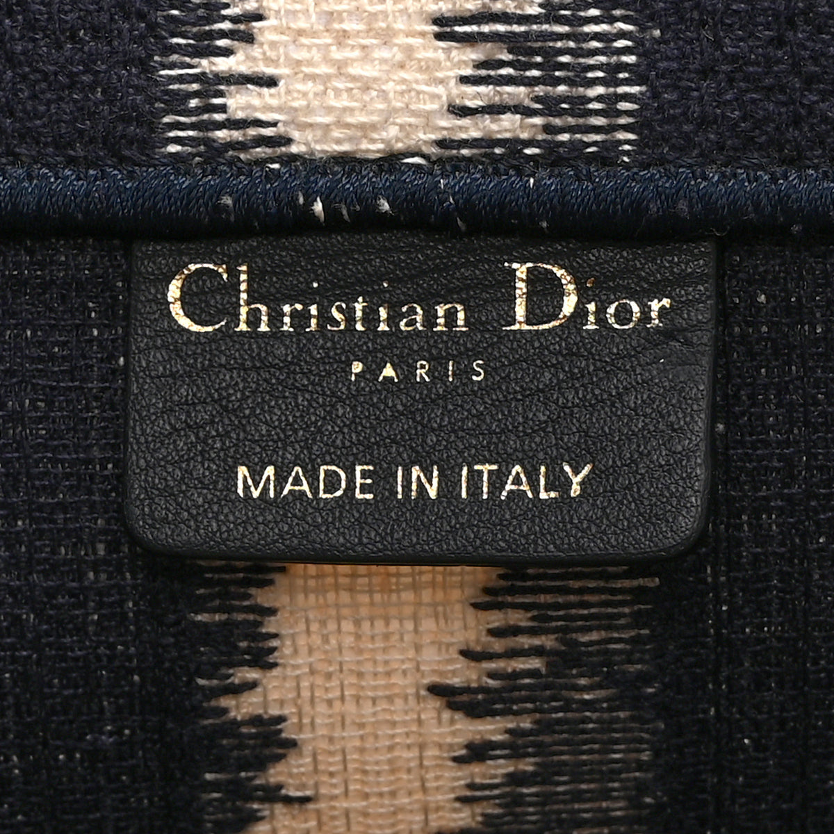 Canvas Embroidered Medium Striped Book Tote Navy