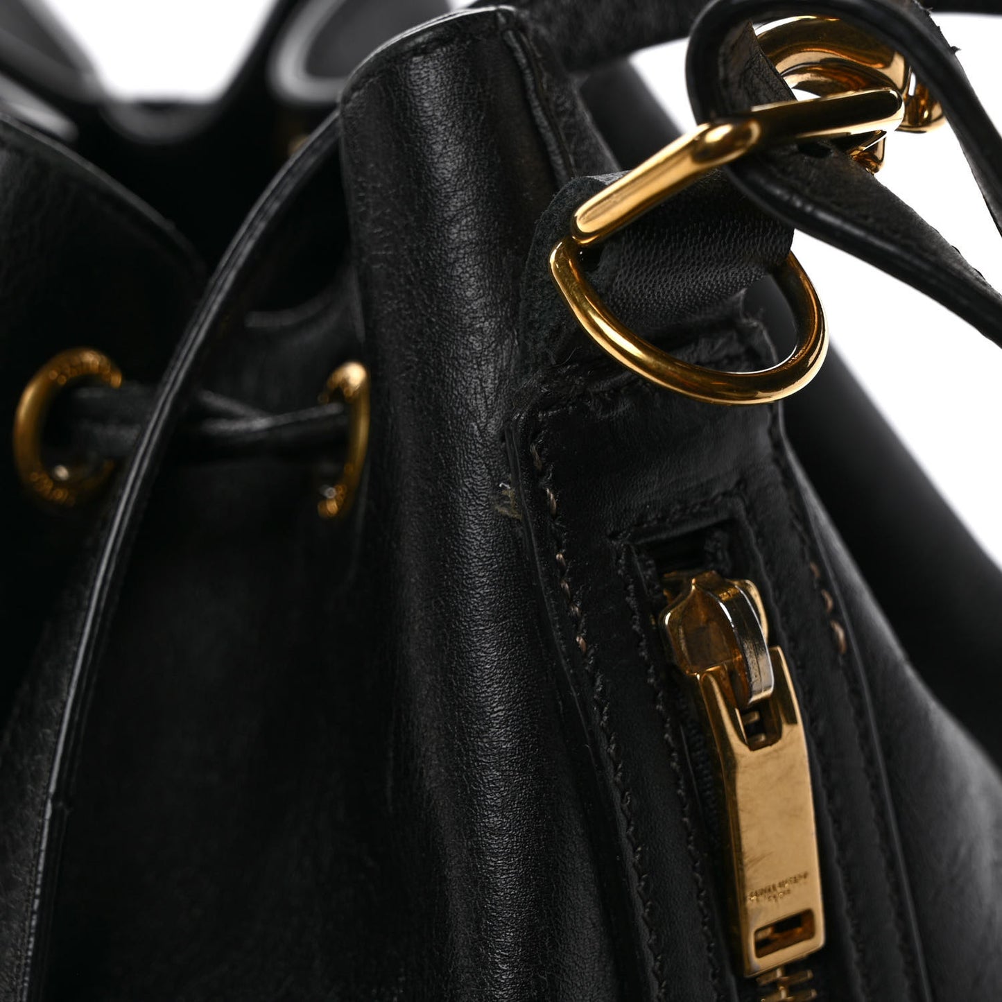 Calfskin Large Emmanuelle Bucket Bag Black