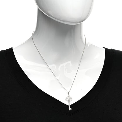 Tiffany 18K White Gold Diamond Mini Crown Key Pendant Necklace 2 of 5