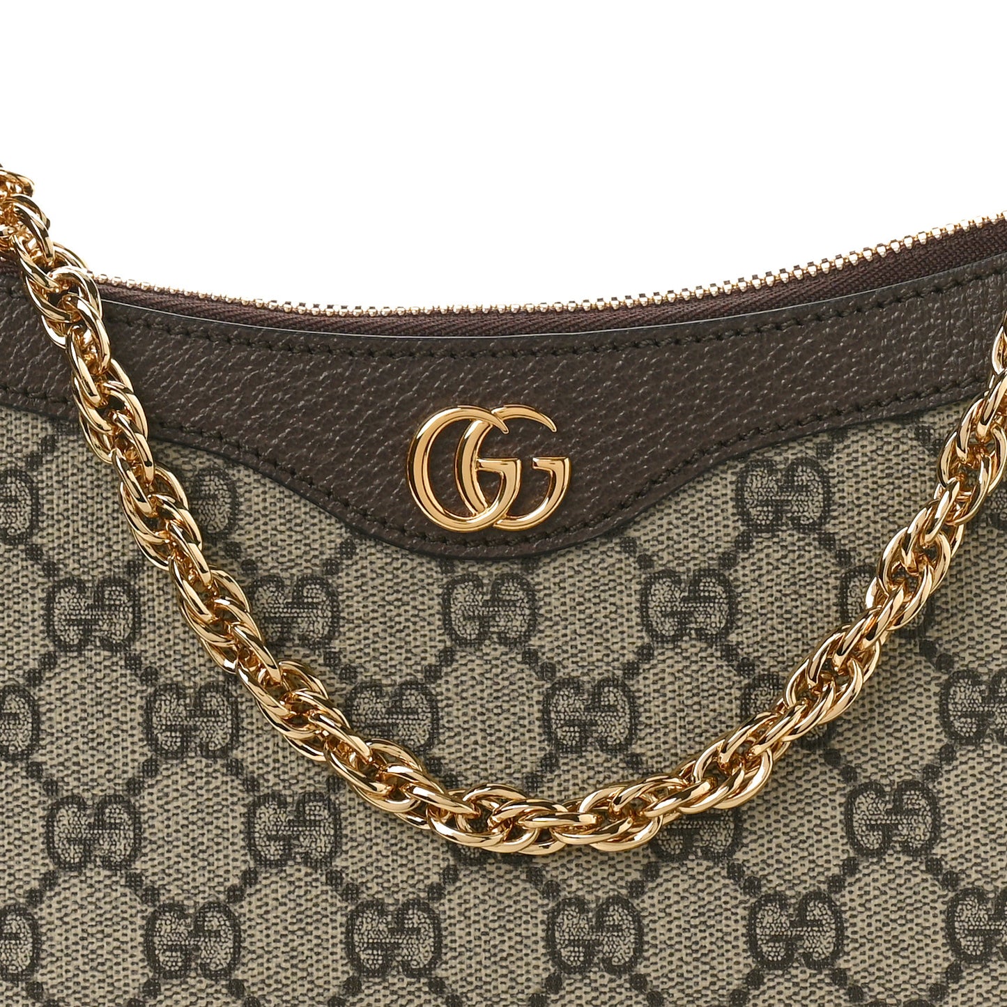 GG Supreme Monogram Textured Dollar Calfskin Web Small Ophidia GG Handbag Beige Ebony New Acero