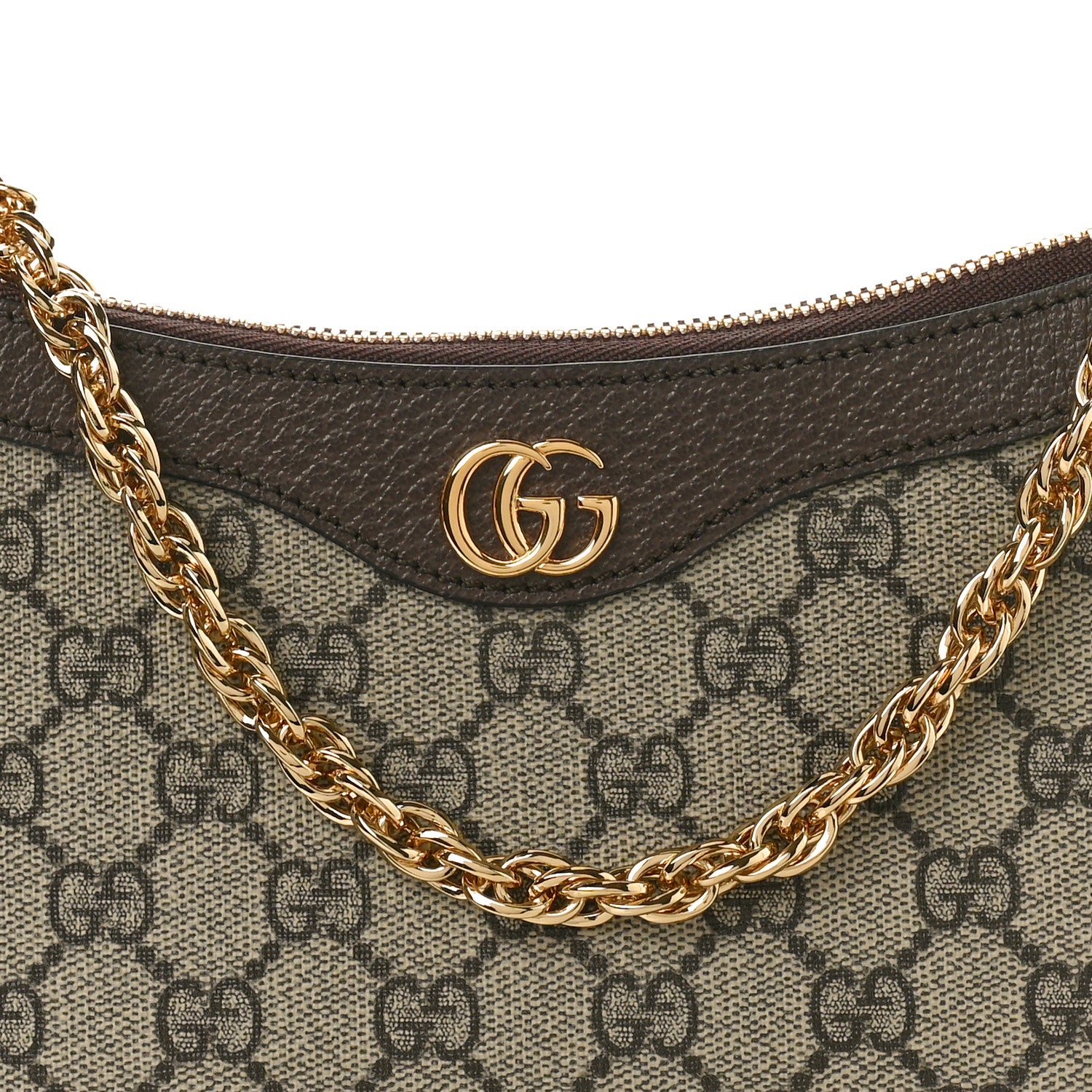 Gucci GG Supreme Monogram Textured Dollar Calfskin Web Small Ophidia GG Handbag Beige Ebony New Acero 8 of 10