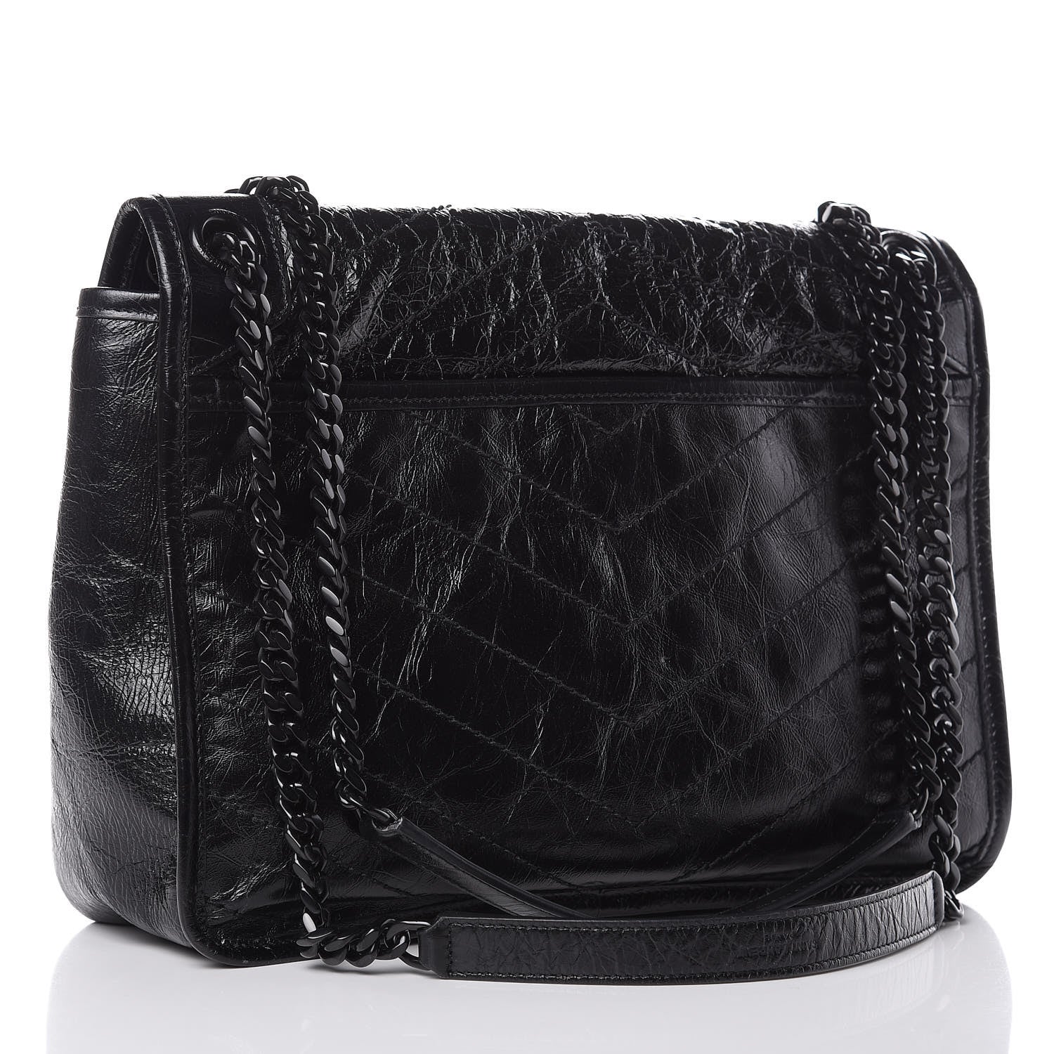 Saint Laurent Crinkled Calfskin Matelasse Monogram Medium Niki Chain Satchel Black 4 of 10