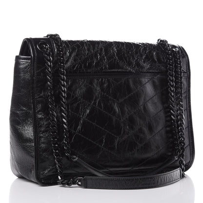 Saint Laurent Crinkled Calfskin Matelasse Monogram Medium Niki Chain Satchel Black 4 of 10