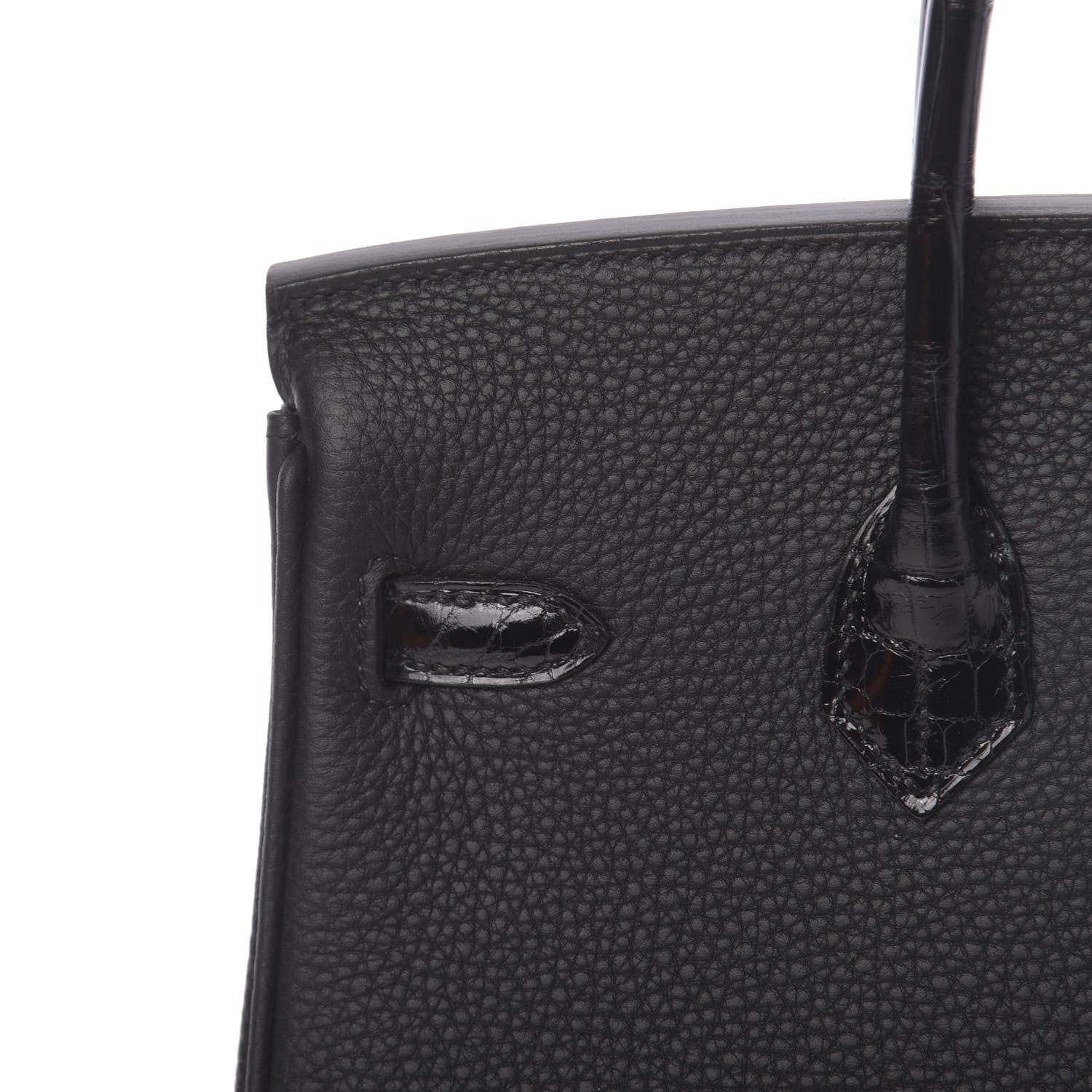 Hermes Togo Shiny Niloticus Crocodile Birkin Touch 25 Black 30 of 38