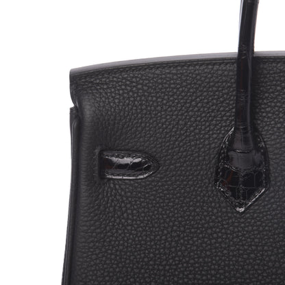 Hermes Togo Shiny Niloticus Crocodile Birkin Touch 25 Black 30 of 38
