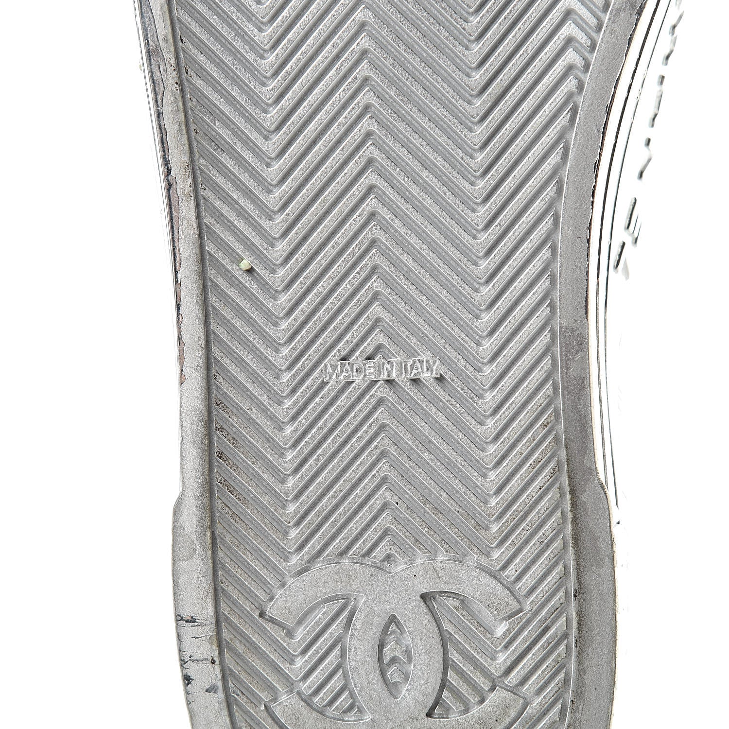 Chanel Laminated Lambskin Sneakers 37.5 Silver 7 of 17